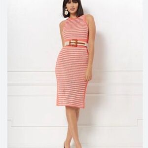 Eva Mendes for New York & Company Coral and White Midi Dress